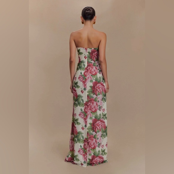 Meshki Strapless Floral Dress in Pink and Green - Picture 2 of 9